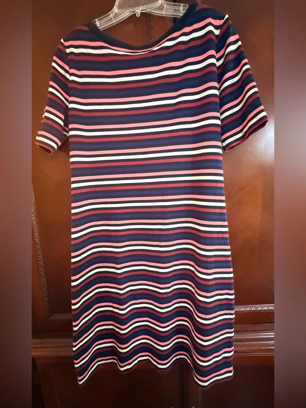 Brooks Brothers EUC Navy, Pink & white
Striped t shirt dress. 100% cotton
Sz LG - Picture 5 of 11